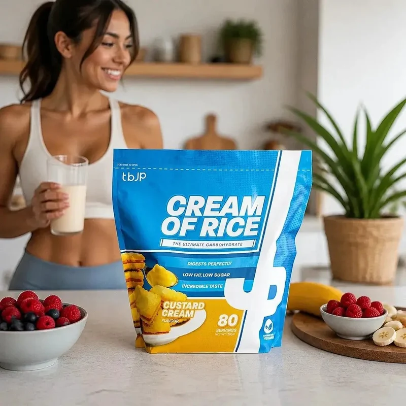 TBJP Cream of Rice, Custard Cream 2kg - kleik ryżowy bez cukru, regeneracyjny posiłek treningowy, Krem Budyniowy