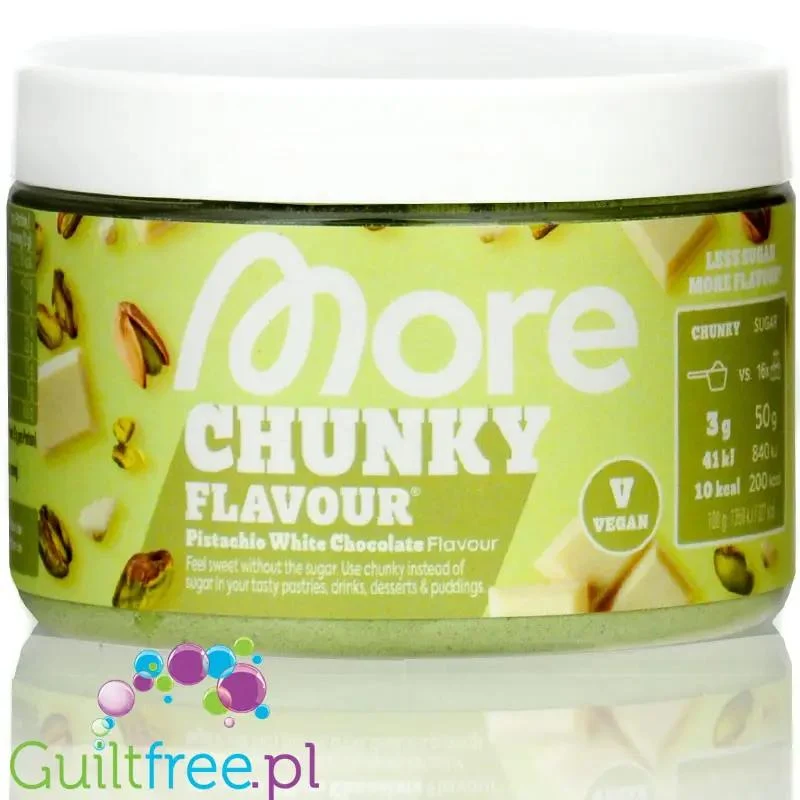More Nutrition Chunky Flavor Pistachio White Chocolate 150g, aromat w proszku 10kcal, smak Biała Czekolada z Pistacją