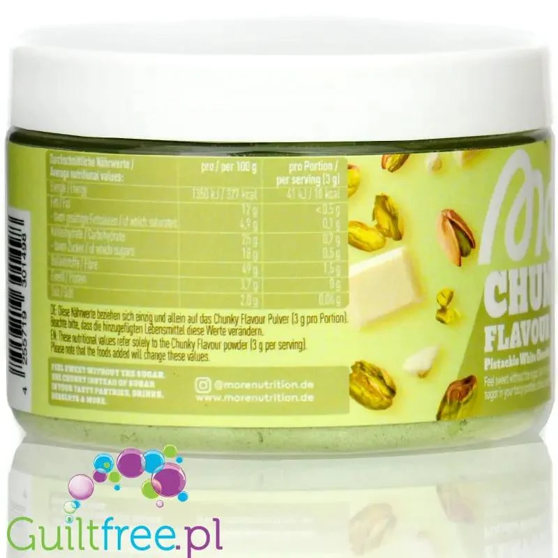 More Nutrition Chunky Flavor Pistachio White Chocolate 150g, aromat w proszku 10kcal, smak Biała Czekolada z Pistacją