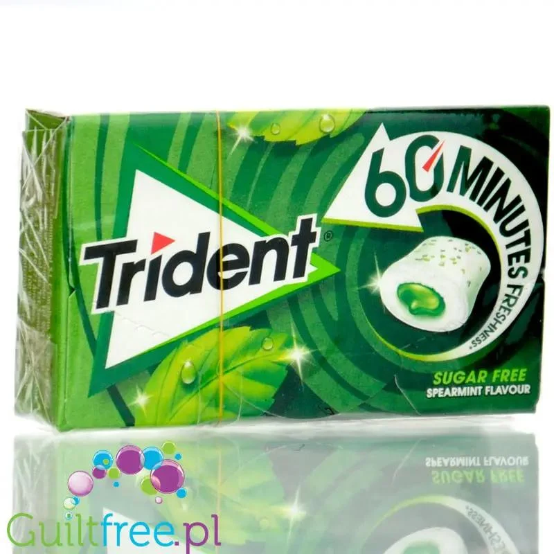 Trident 60 Minutes Spearmint - guma do żucia bez cukru - drażetki z płynnym środkiem