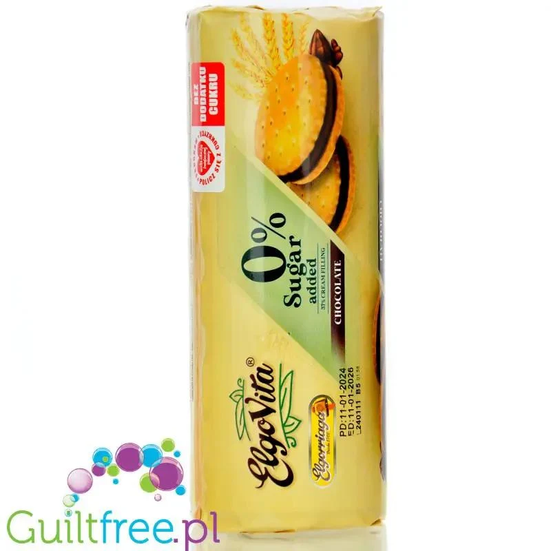 ElgoVita Biscuit Chocolate - kruche markizy przekładane kremem czekoladowym bez dodatku cukru