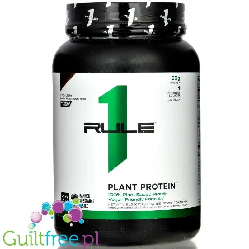 Rule1 R1 Plant Protein Chocolate - wegańska odżywka białkowa bez cukru, bez soi i bez sukralozy