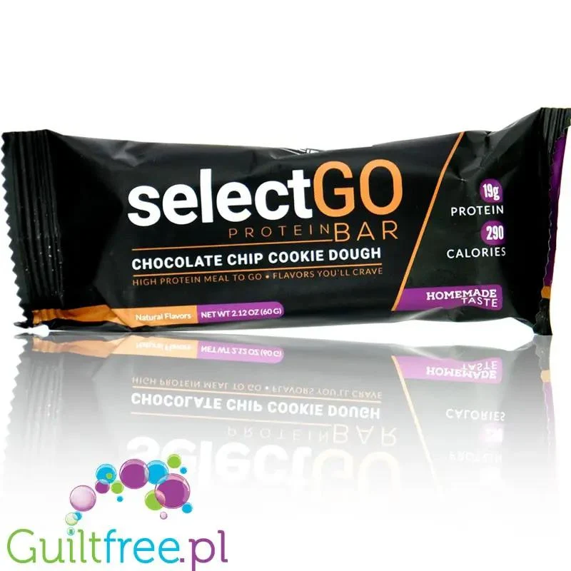 SelectGo Protein Bar Choc Chip Cookie Dough - baton proteinowy na maśle migdałowym z WPI, czekoladą i miodem, bez słodzików