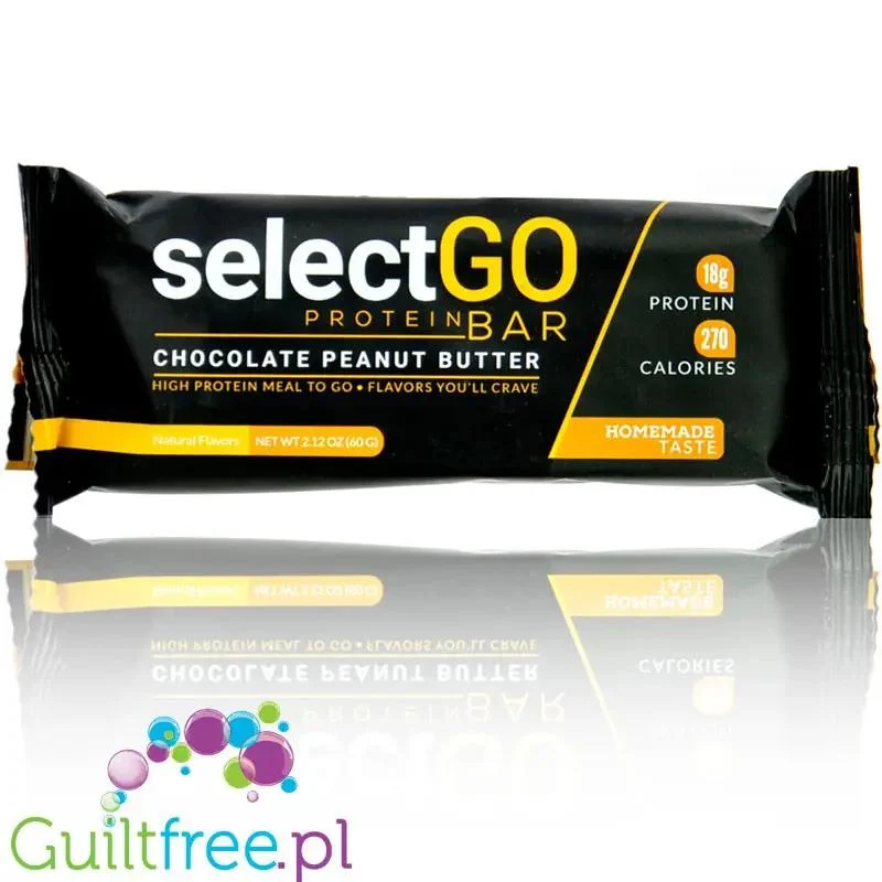 SelectGo Protein Bar Chocolate Peanut Butter - baton proteinowy na maśle orzechowym z miodem, czekoladą i WPI, bez słodzików