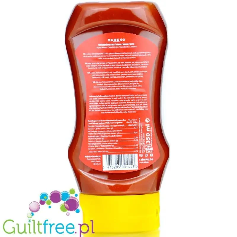 Rabeko Ketchup Zero 350ml - niskokaloryczny sos pomidorowy 39kcal