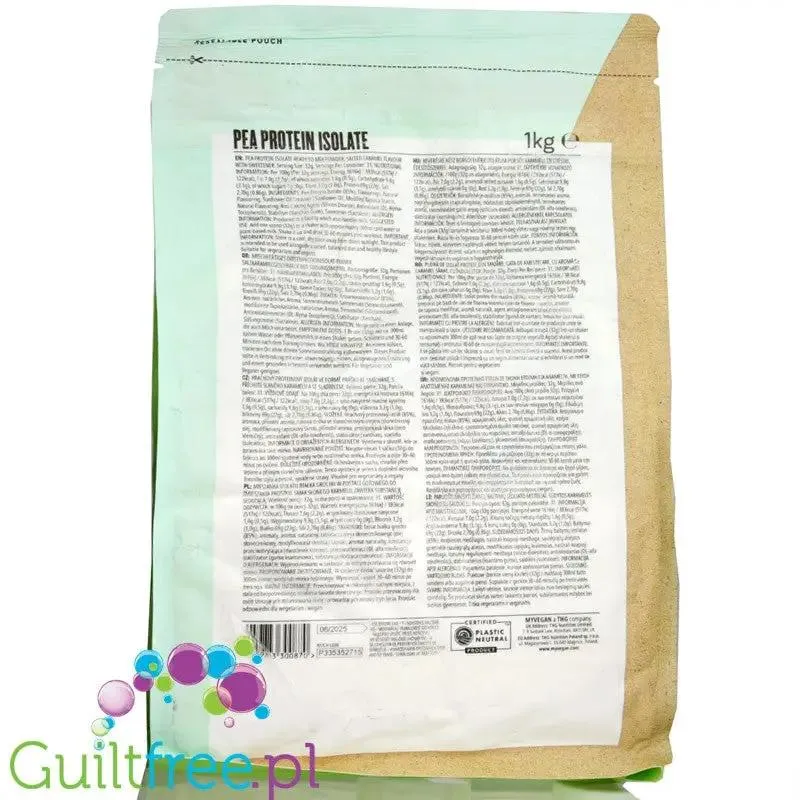 MyProtein Vegan Pea Protein Isolate Salted Caramel 1kg - izolat białka grochu o smaku Solonego Karmelu, zero cukru