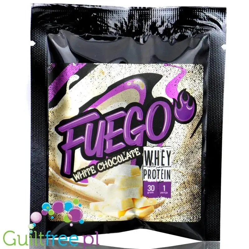Fuego Whey Protein White Chocolate 30g - koncentrat białek serwatkowych o smaku białej czekolady