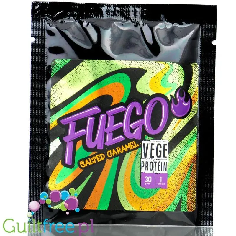 Fuego Vege Protein Salted Caramel 30g - wegańskie białko grochowe, drożdźowe i ryżowe o smaku słonego karmelu