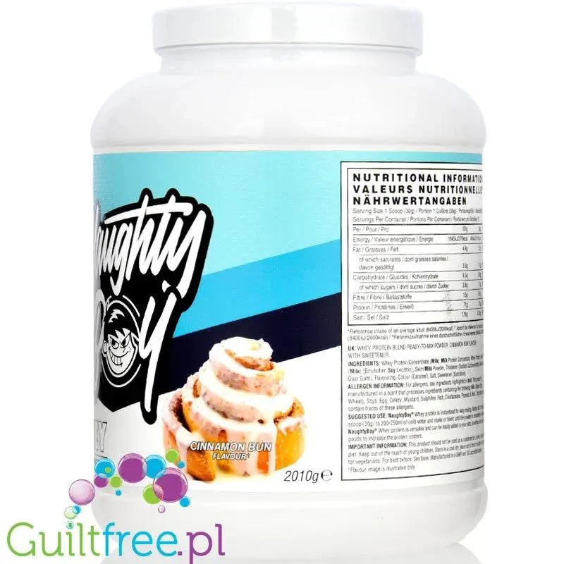 Naughty Boy Whey Advanced Protein Cinnamon Bun 2kg - gęsta odżywka białkowa WPI, WPC & MPC, Cynamonowa drożdżówka