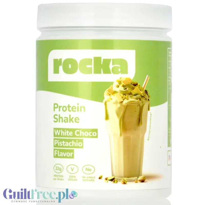 Rocka Nutrition Protein Shake White Choco Pistachio 300g - wegańska odżywka białkowa o smaku białej czekolady z pistacją