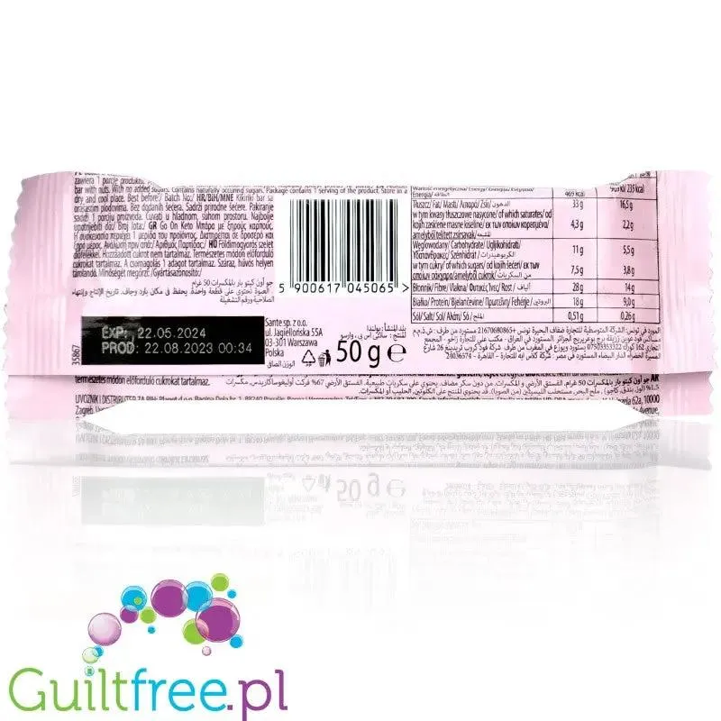 Sante Go On Keto Bar Peanuts & Nuts - niskowęglowodanowy baton bez cukru 230kcal, Mix 4 orzechów