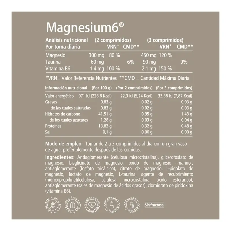 Magnesium6 120 tablets – Containing 6 magnesium salts, vitamin B6 and taurine