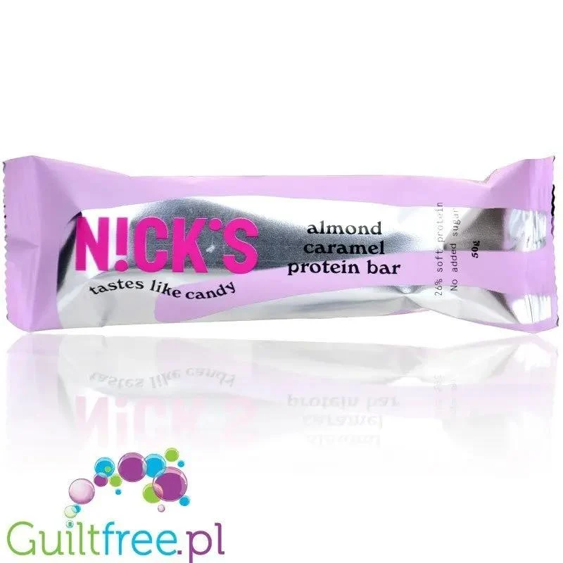 N!ck's Nicks Almond Caramel Bar 201 kcal - baton proteinowy w czekoladzie mlecznej z Migdałami