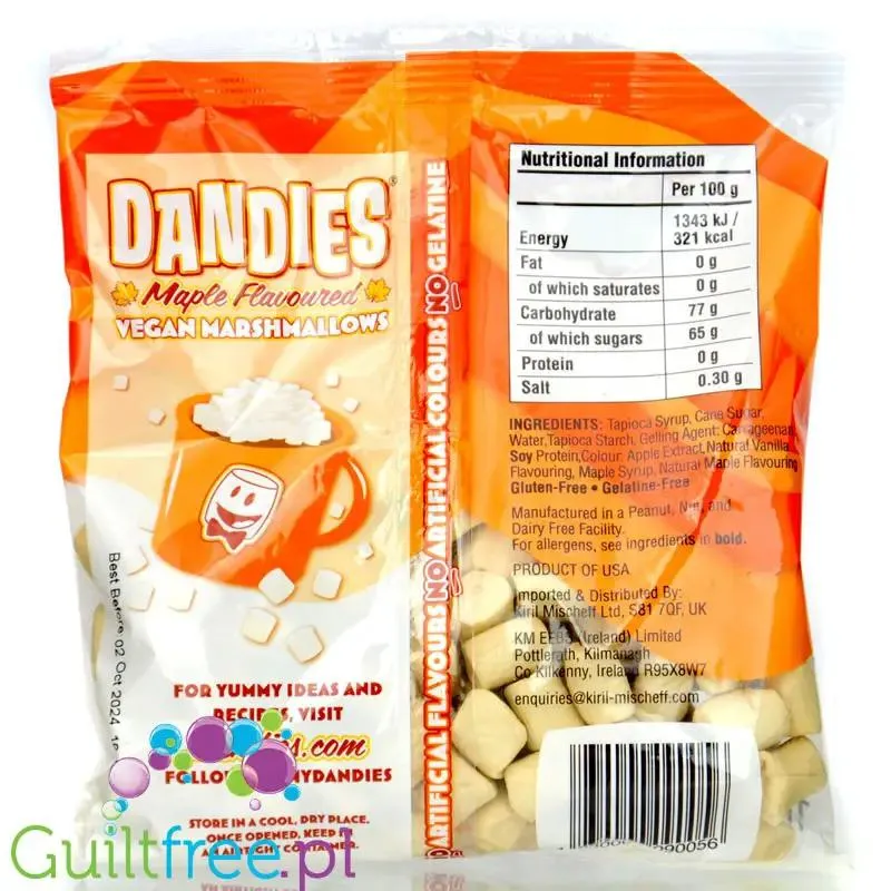 Dandies Vegan Marshmallows Maple - wegańskie mini pianki o smaku klonowym bez sztucznych barwników i aromatów