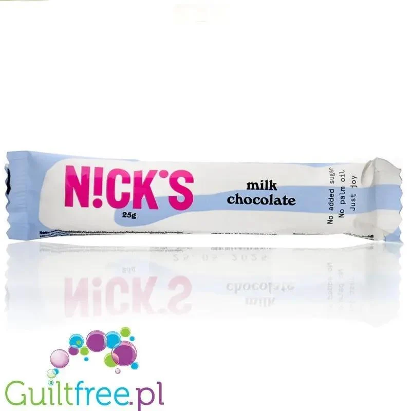 N!CK'S Nicks Milk Chocolate 112kcal - batonik z mlecznej czekolady bez cukru i maltitolu ze stewią i erytrolem