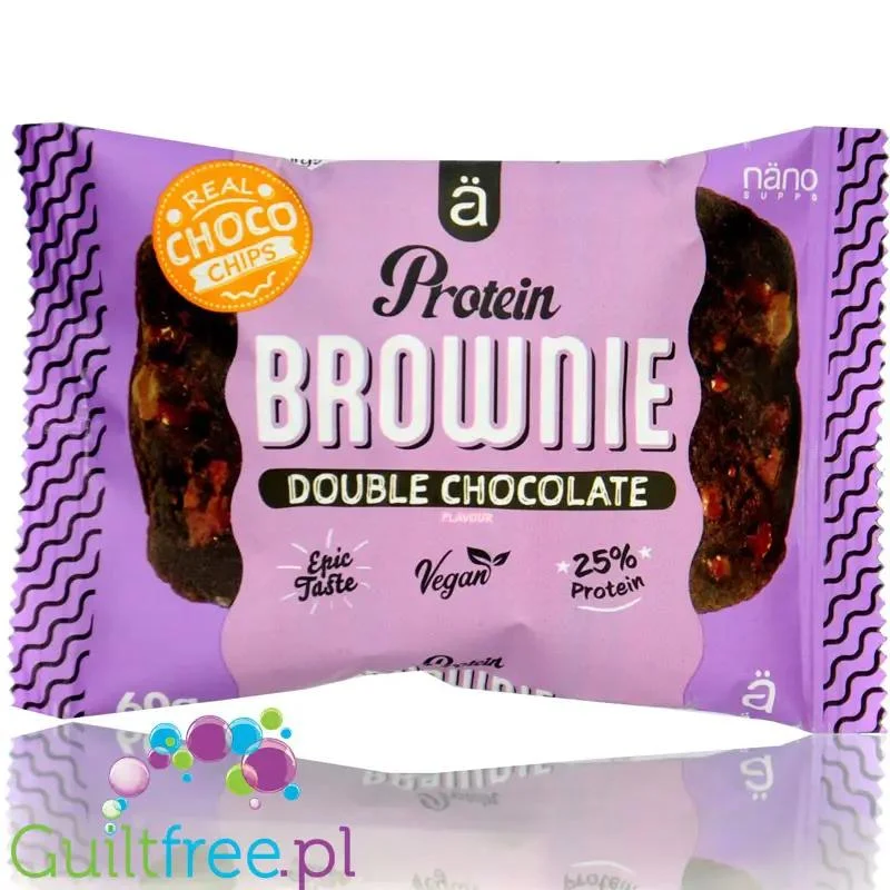 Nano A Protein Brownie Double Chocolate - wegańskie wysokobiałkowe czekoladowe brownie z kawałkami czekolady
