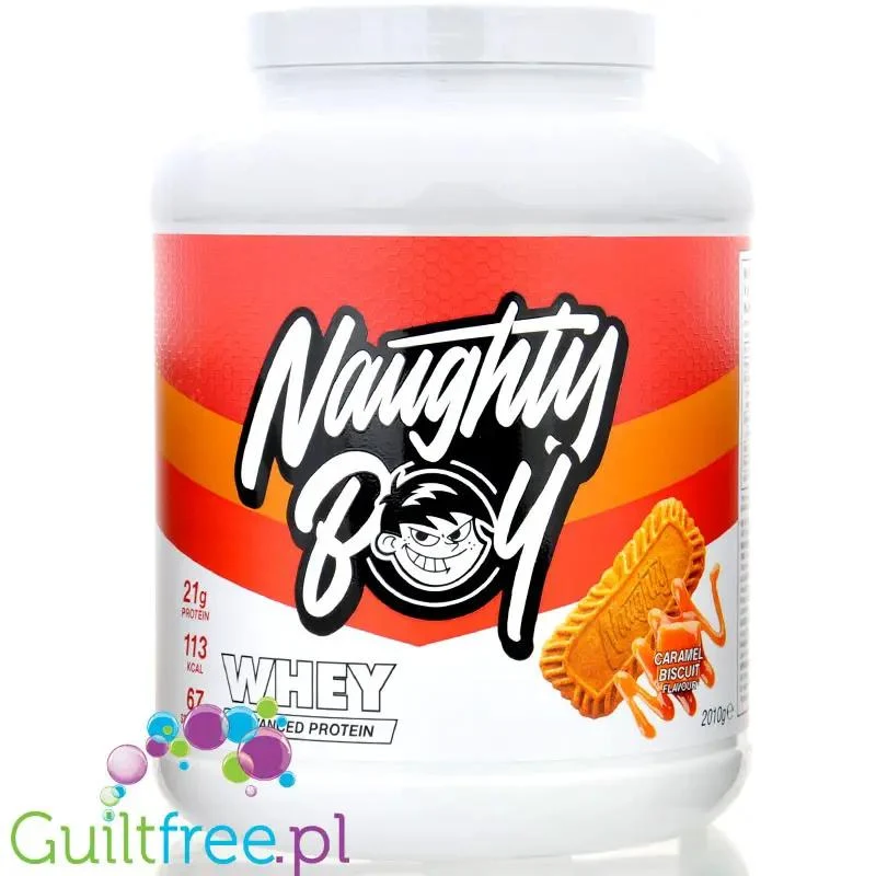 Naughty Boy Whey Advanced Protein Caramel Biscuit 2kg - gęsta odżywka białkowa, Karmelizowany Herbatnik