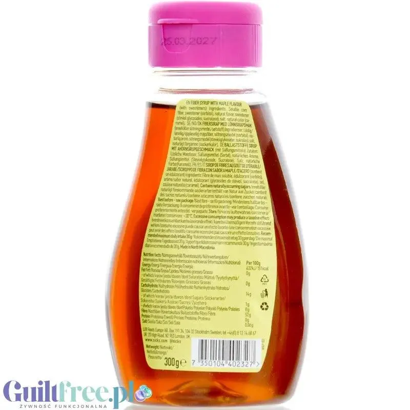 N!CK'S Nicks Maple Fiber Sirup - wegański syrop błonnikowy bez cukru ze stewią o smaku klonowym