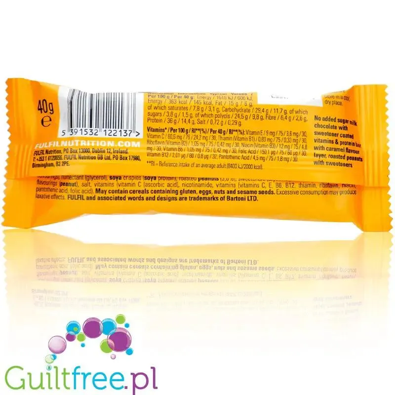 Fulfil Chocolate, Peanut & Caramel 40g - baton proteinowy z witaminami (Biała Czekolada, Karmel & Orzechy)