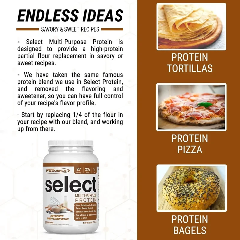 PES Select Multi-Purpose Protein Whey & Casein Unflavored - bezsmakowe białko wielofunkcyjne do pieczenia