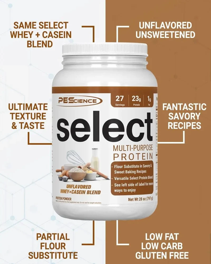 PES Select Multi-Purpose Protein Whey & Casein Unflavored - bezsmakowe białko wielofunkcyjne do pieczenia