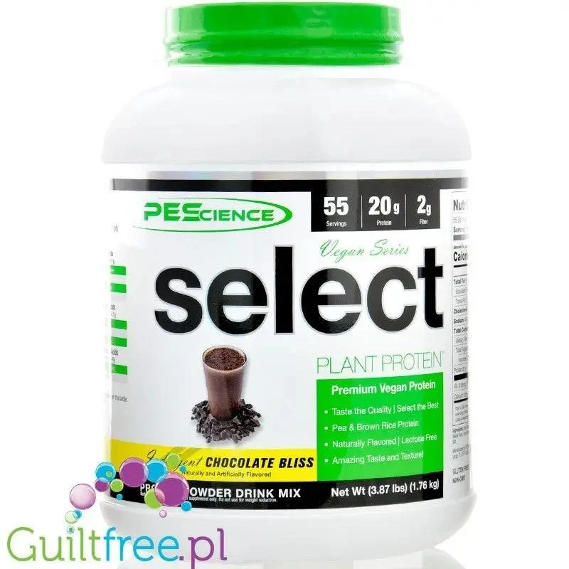 PES Select Protein Vegan, Chocolate Bliss 1,76kg - wegańska odżywka proteinowa bez soi i cukru, 20g białka & 110kcal