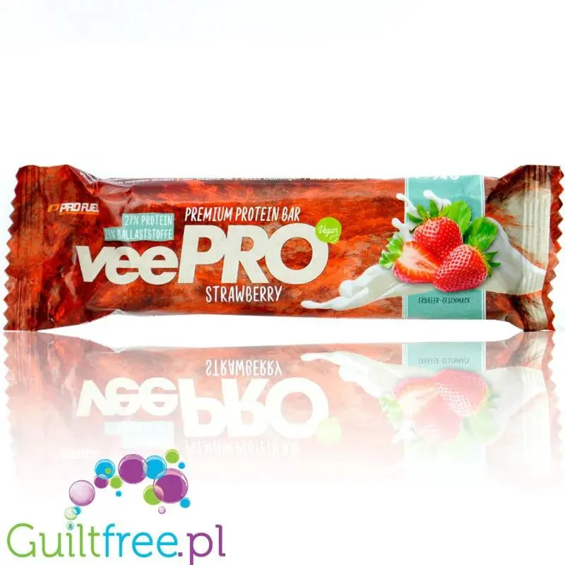Pro Fuel VeePro Strawberry - wegański baton proteinowy bez cukru, Truskawka & Czekolada