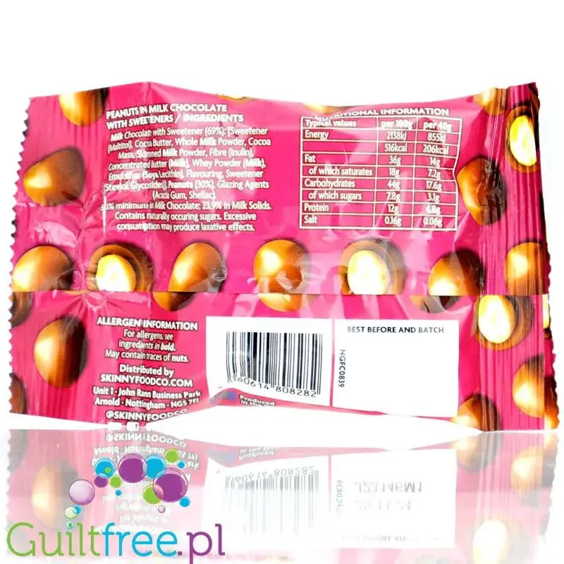 Skinny Food Chocaholic Peanuts Milk Chocolate - orzeszki w czekoladzie bez dodatku cukru