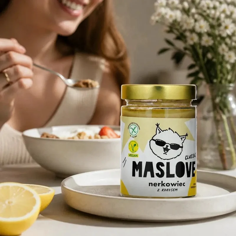 Maslove Nerkowiec z Kokosem Classic 290g - bezglutenowa miazga z prażonych nerkowców z kokosem bez dodatku soli i cukru