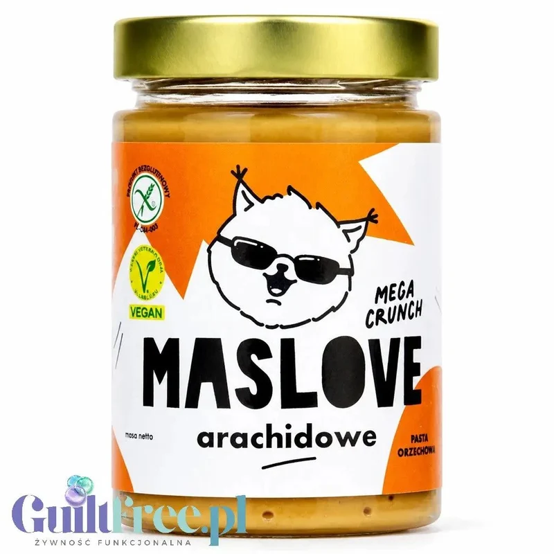 Maslove Arachidowe Mega Crunch 290g z dużymi kawałkami orzechów, szklany słoik