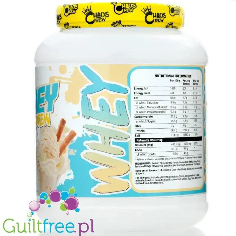 Chaos Crew Whey Protein Vanilla Ice Cream - odżywka białkowa WPC & WPI, smak Lodów Waniliowych