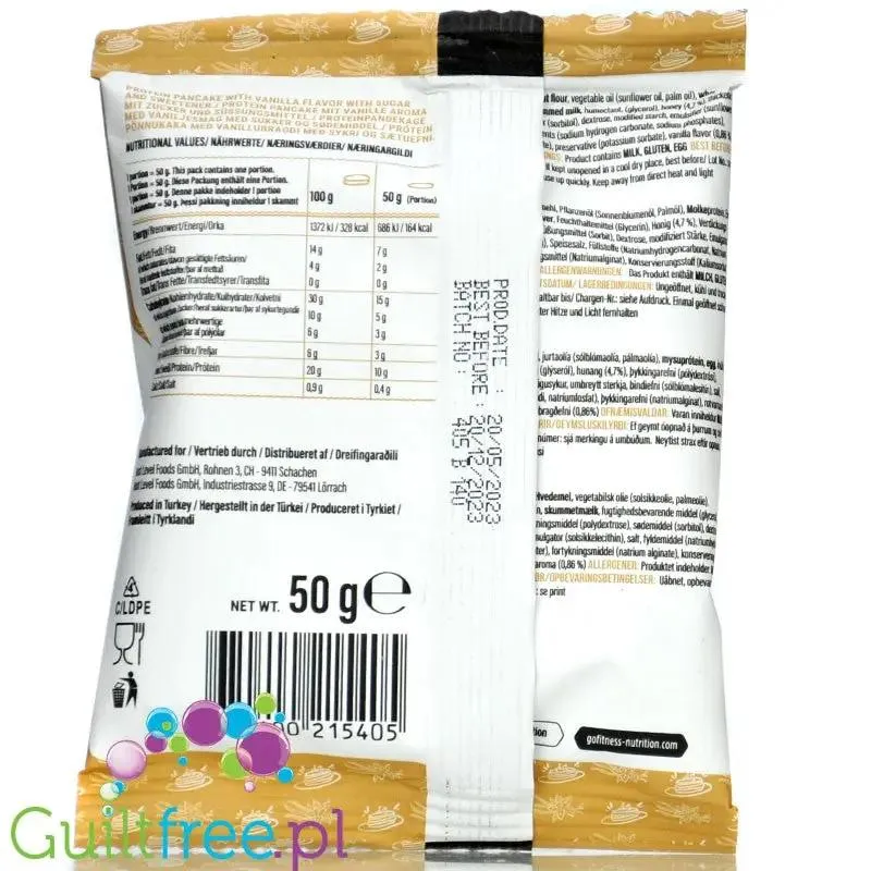 Go Fitness Protein Vanilla Pancake - naleśnik proteinowy z masą waniliową, 161kcal & 10g białka