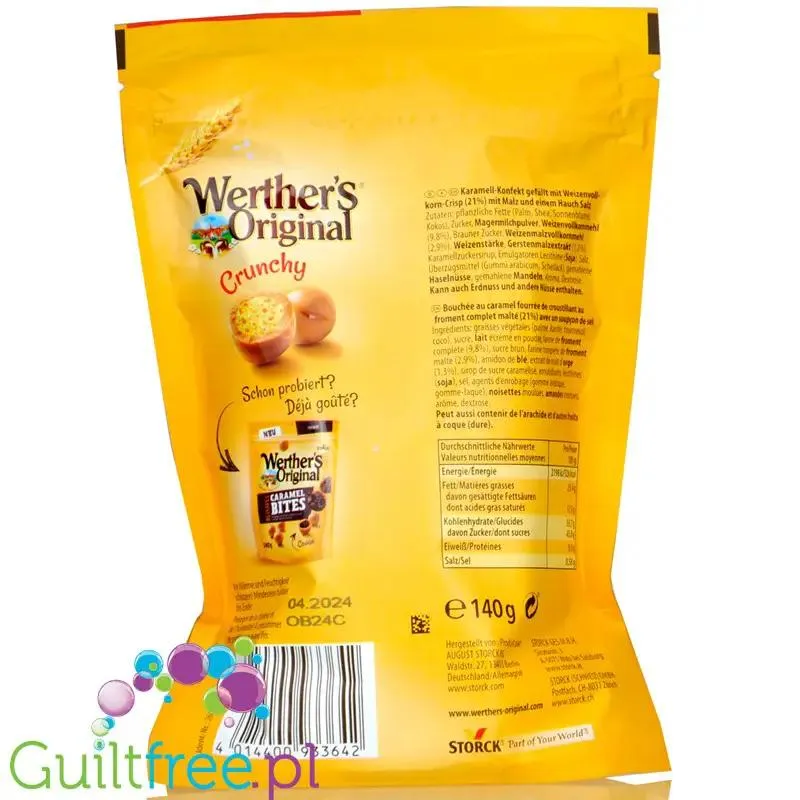 Werther's Original Blissful Caramel Bites Crunchy (CHEAT MEAL) - MEGA CHRUPS! kulki karmelowe nadziewane chrupkami karmelowymi