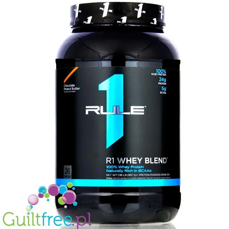 Rule1 R1 Whey Blend Chocolate Peanut Butter 0,9KG - odżywka białkowa z WPI, WPH i WPC, 130kcal & 24g białka