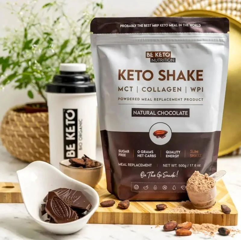 BeKeto Diet Keto Shake MCT & Collagen Natural Chocolate - wysokobiałkowy shake z MCT i kolagenem, Naturalna czekolada