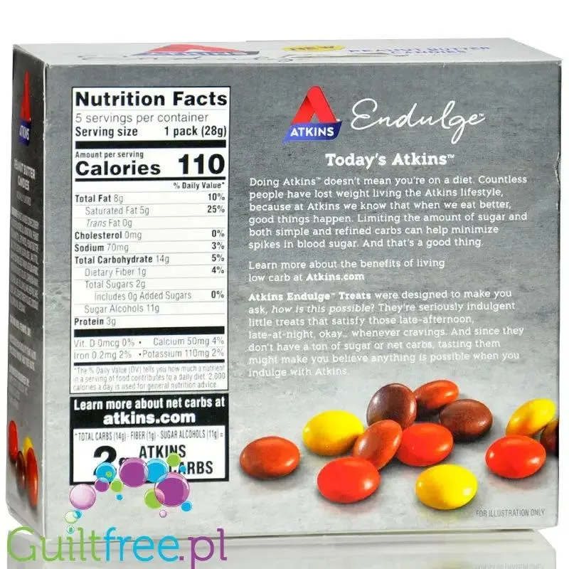 Atkins Endulge Peanut Butter Candies PUDEŁKO x 5szt - Lukrowane drażetki z kremem z masła orzechowego 2g cukru