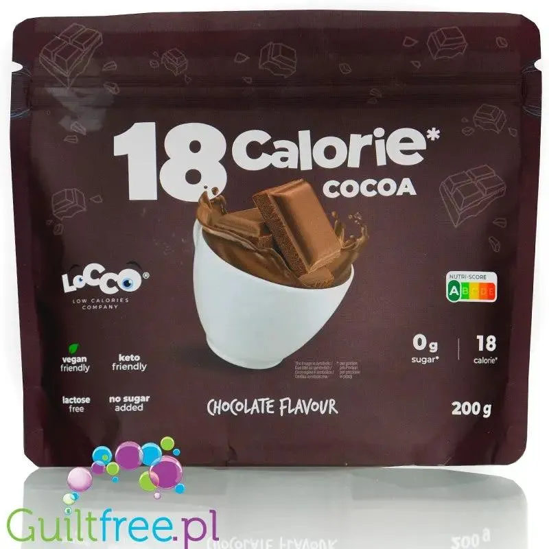 Locco Cocoa Chocolate Classic 18kcal - wegański napój kakaowy bez cukru, instant, o smaku czekoladowym
