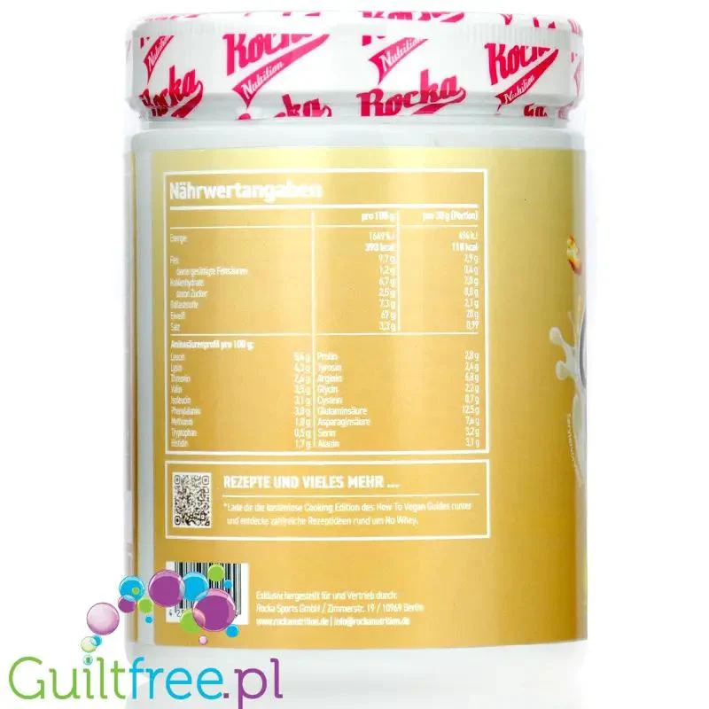Rocka Nutrition NO WHEY Vanilla Cookie 300g - wegańska odżywka białkowa 5 źródeł białka bez soi