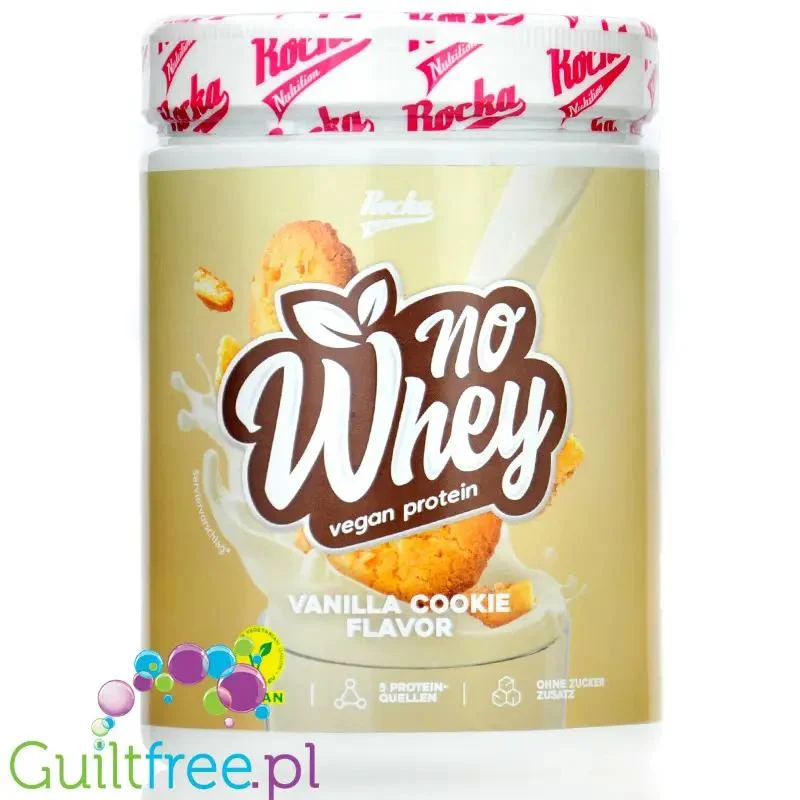 Rocka Nutrition NO WHEY Vanilla Cookie 300g - wegańska odżywka białkowa 5 źródeł białka bez soi