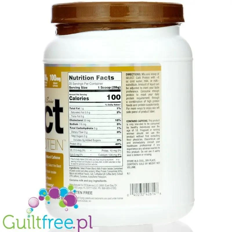 PES Select Protein Cafe Vanilla Sweet Cream - kawowa odżywka proteinowa, 20g białka w 100kcal, kazeina & izolat