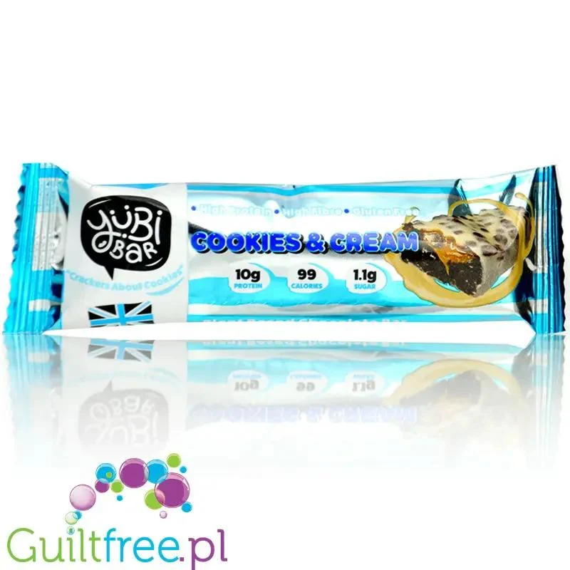 YuBi Bar Protein Bar Cookies & Cream 99kcal - wegański baton proteinowy bez cukru 10g białka