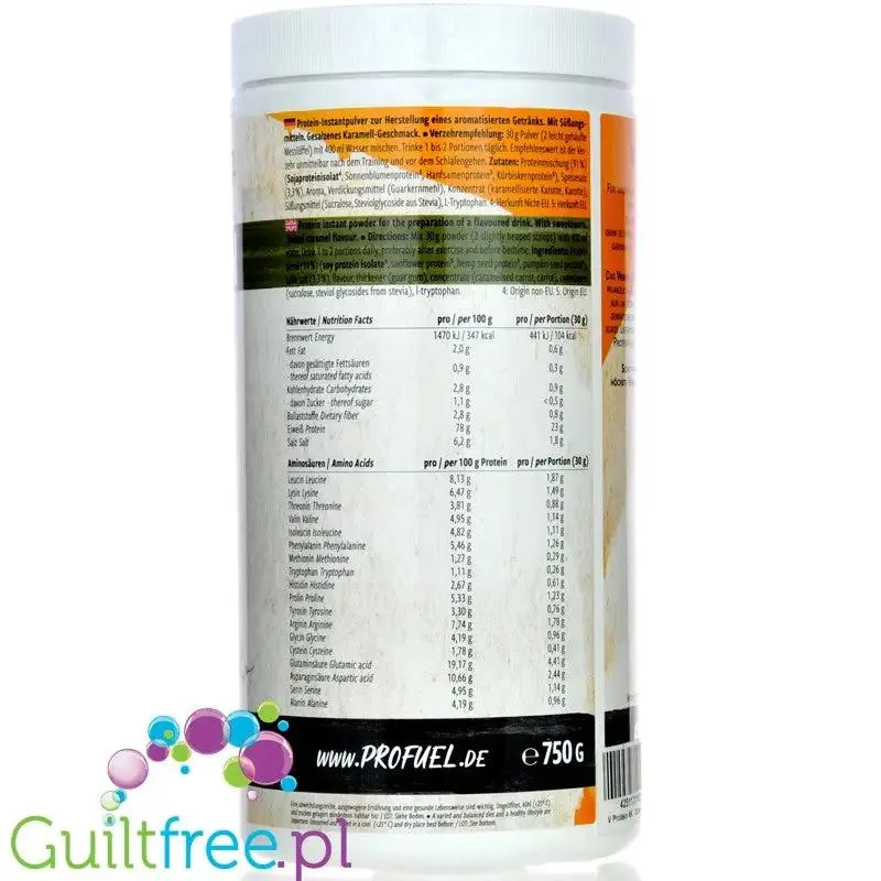 Pro Fuel V-Protein 4K Salted Caramel 750g - wegańska odżywka proteinowa o smaku solonego karmelu