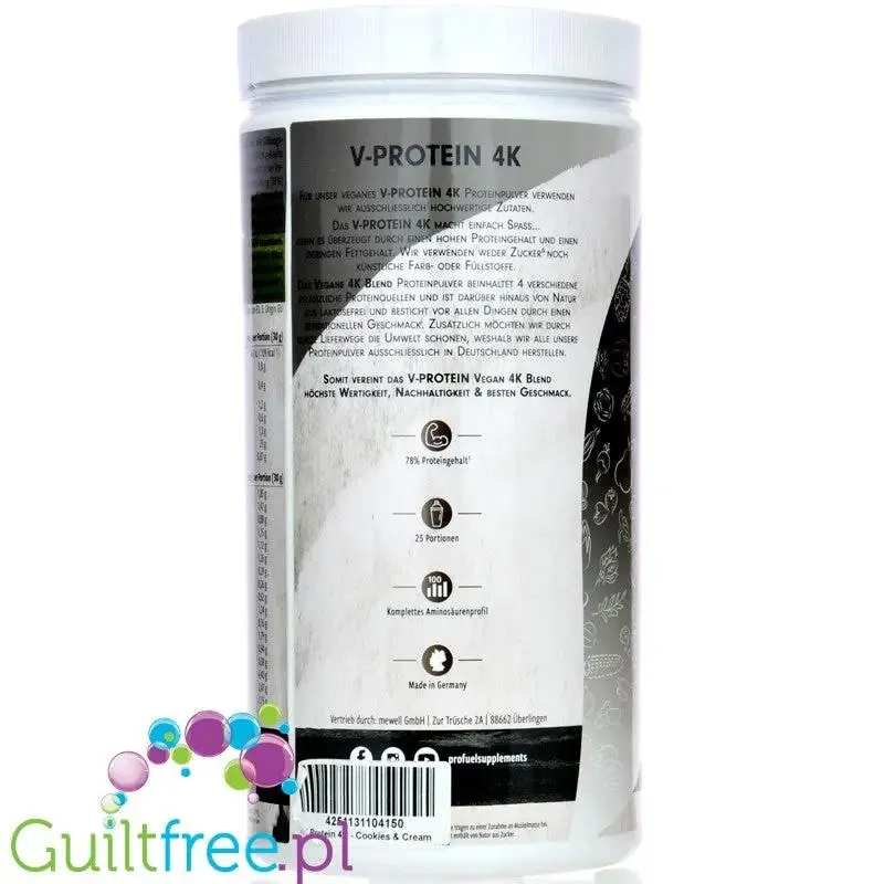 Pro Fuel V-Protein 4K Cookies & Cream 750g - wegańska odżywka proteinowa o smaku ciastek z kremem