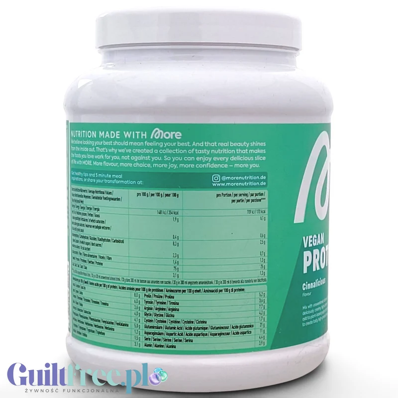 More Nutrition Total Vegan Protein Cinnalicious 0,6kg - wegańska odżywka białkowa, smak Płatki Cynamonowe