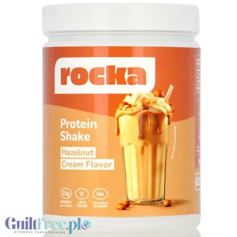 Rocka Nutrition Protein Shake Hazelnut Cream 300g - wegańska odżywka białkowa 5 źródeł białka, bez glutenu i orzechów