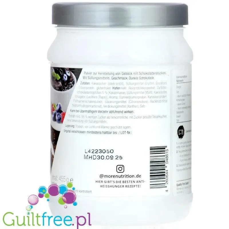 More Nutrition Protein Mug Cake Ultra Dark Chocolate 455g - proteinowa babeczka z kubeczka (ciemna czekolada) 20g białka