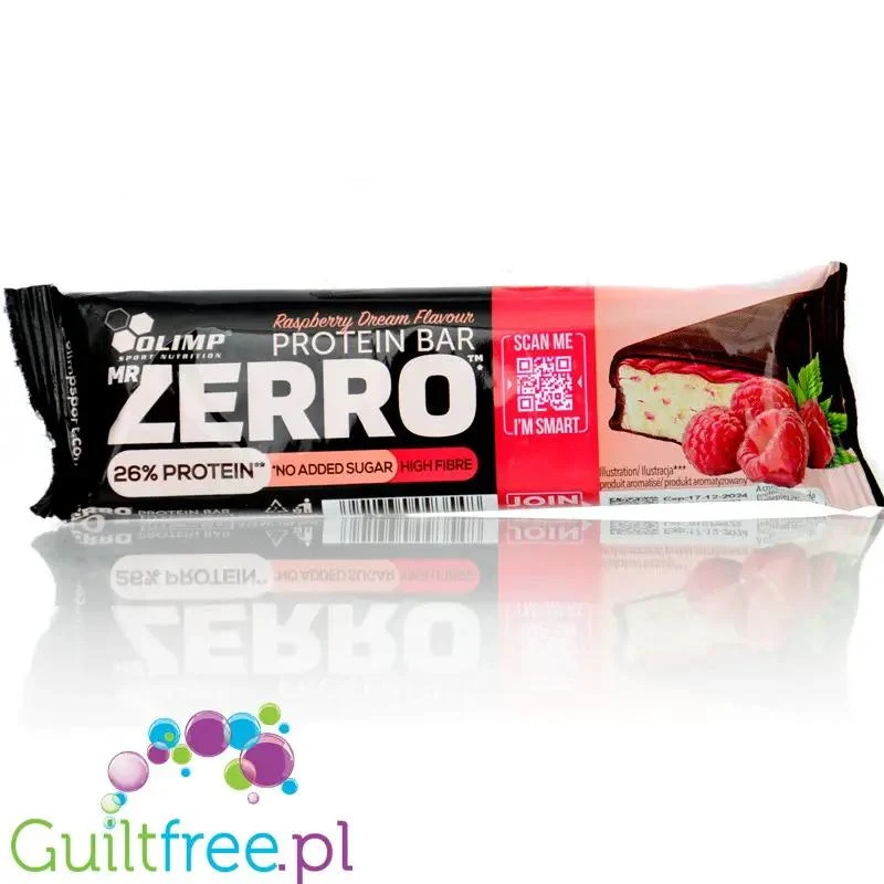 Olimp Mr Zerro Protein Bar Raspberry Dream - baton proteinowy z witaminami, z malinami i czekoladą