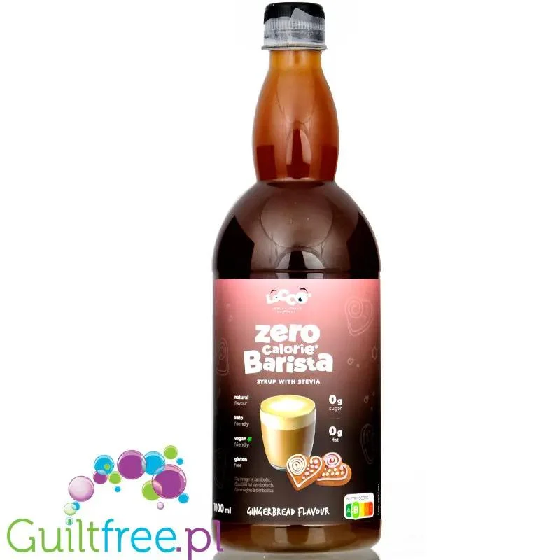 Locco Zero Calorie Barista Gingerbread 1L - piernikowy syrop zero kalorii ze stewią, bez cukru, do kawy i deserów