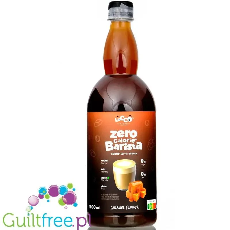 Locco Zero Calorie Barista Caramel 1L - karmelowy syrop zero kalorii bez cukru do kawy i deserów