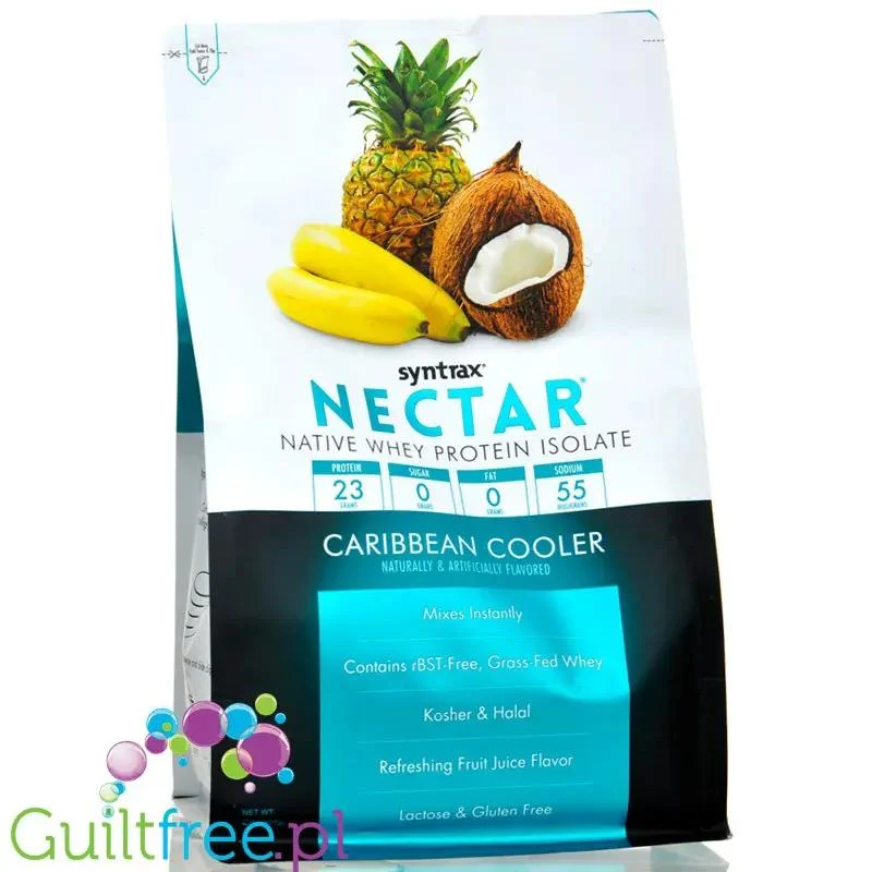 Syntrax Nectar Caribbean Cooler WPI - odżywka białkowa bez cukru i bez tłuszczu, 23g białka & 90kcal